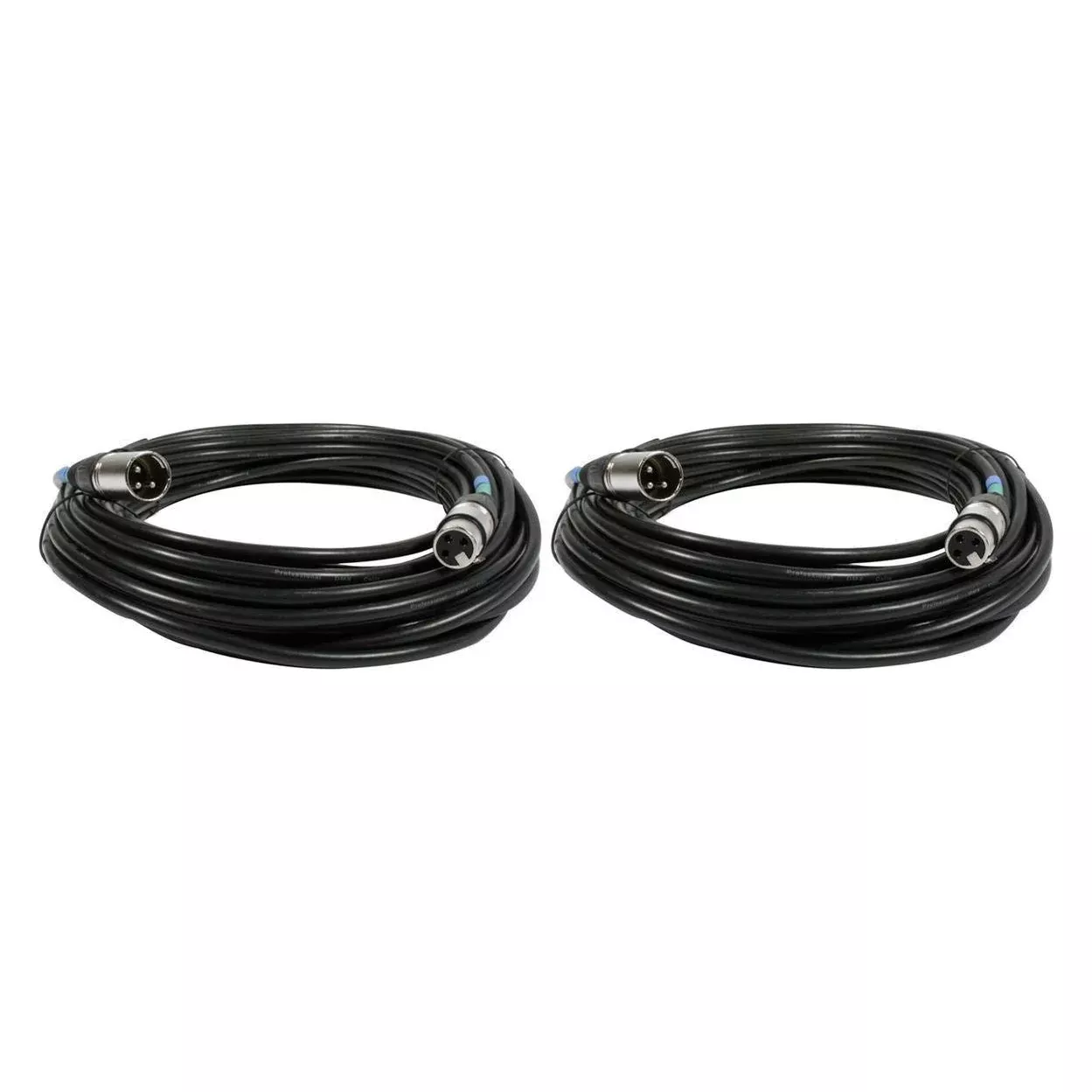 (2) Chauvet DJ DMX3P50FT 50 Foot 3 Pin Male To Female DMX Lighting Cables