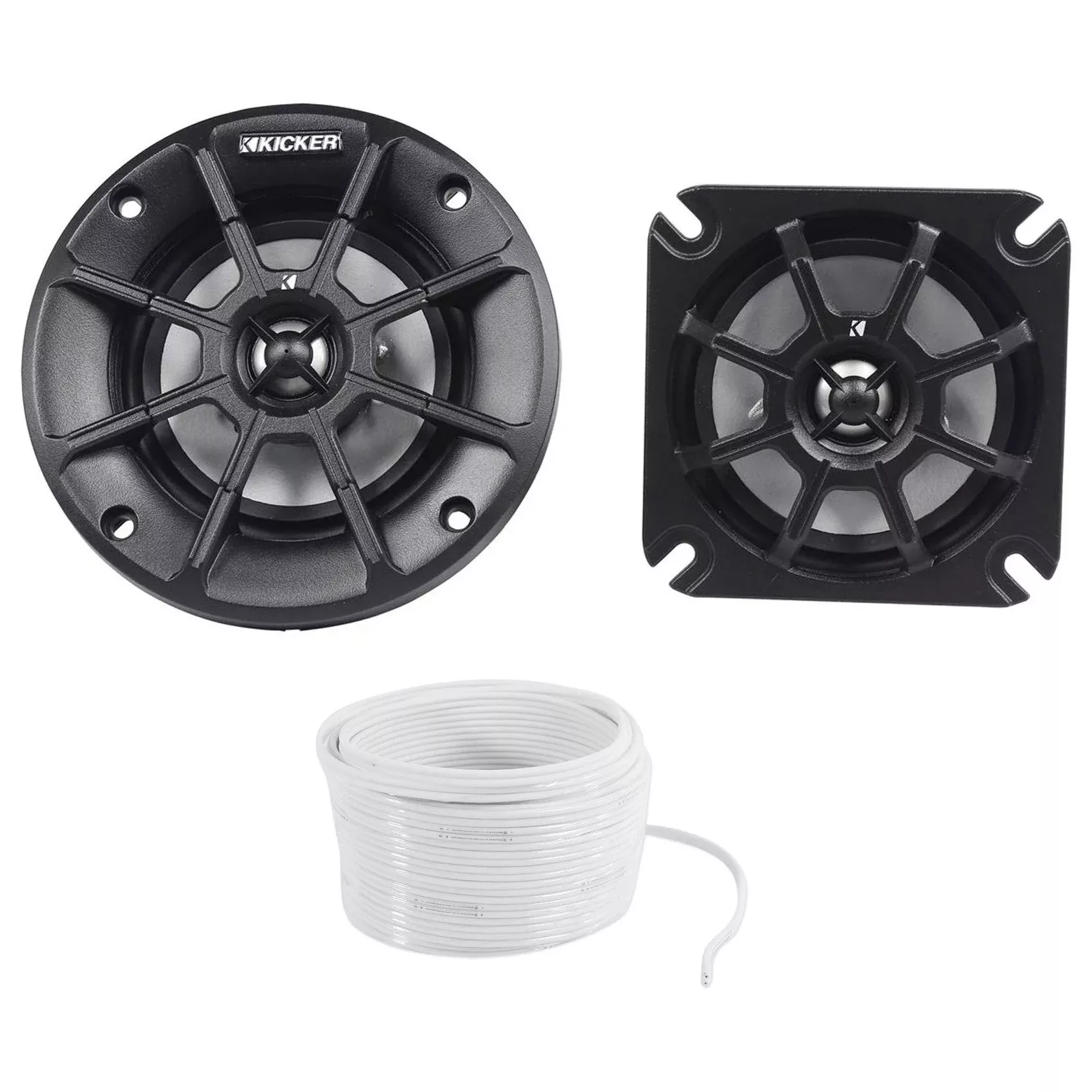(2) Kicker 40PS42 4" 60W ATV/UTV/RZR/Motorcycle/Polaris Speakers+Marine Wire PS4