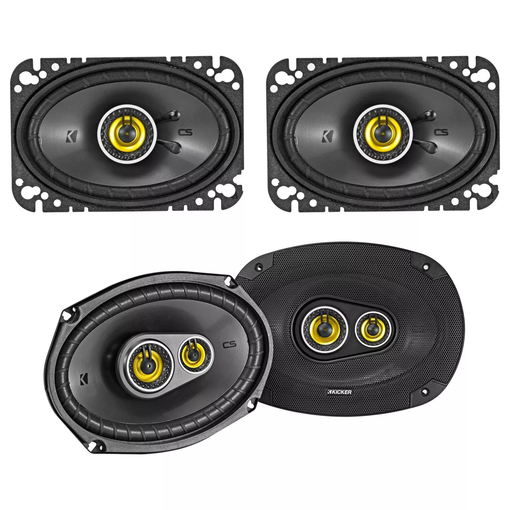 2) KICKER 46CSC6934 6x9" 450w Car Audio Speakers+2) 46CSC464 4x6" 150w Speakers