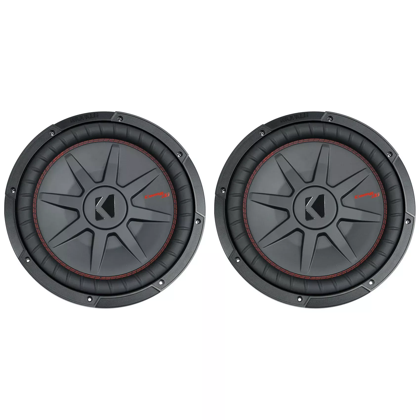 (2) Kicker 48CWRT124 COMPRT12 2000W 12" DVC 4-Ohm Shallow Car Subwoofers Subs