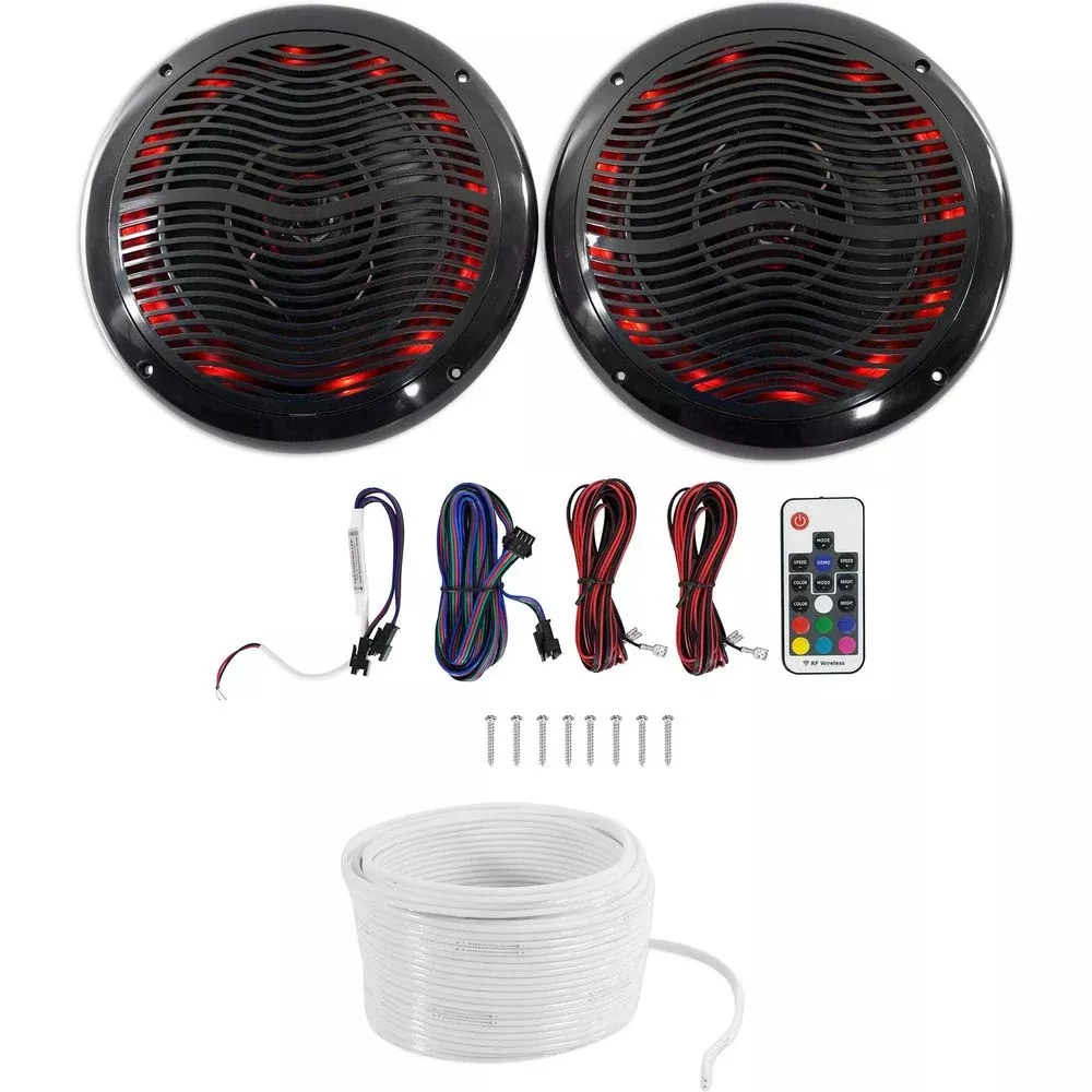 2) Rockville 6.5" 600w ATV/UTV/RZR/CART/Polaris Speakers+Multi Color LED+Remote
