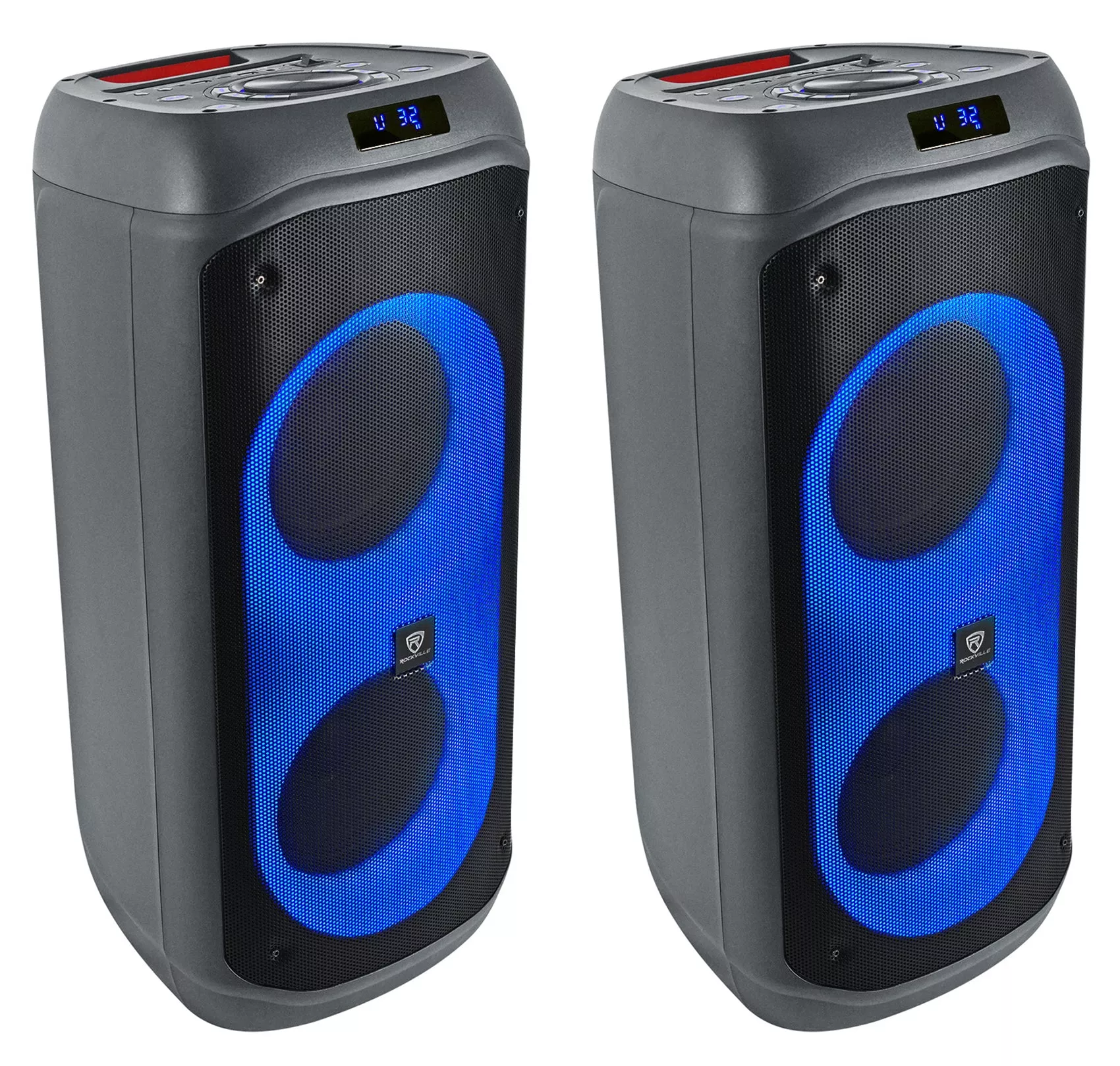 (2) Rockville BASS PARTY 8 Rechargeable Party Speakers w/Bluetooth Wireless Link