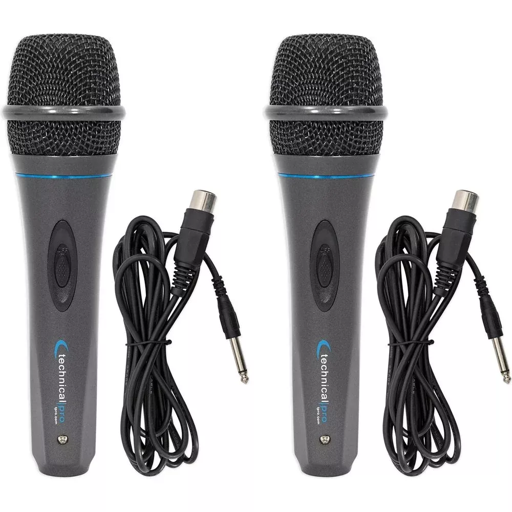 2 Technical Pro MK75 Karaoke DJ Wired Microphones Mics+10 ft. XLR to 1/4" Cables