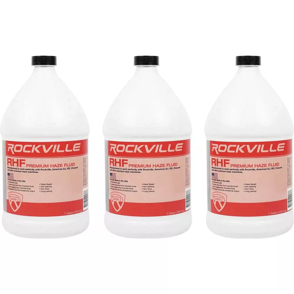 (3) Gallons Rockville RHF Water-Based Haze Machine Fluid Juice No-Clog