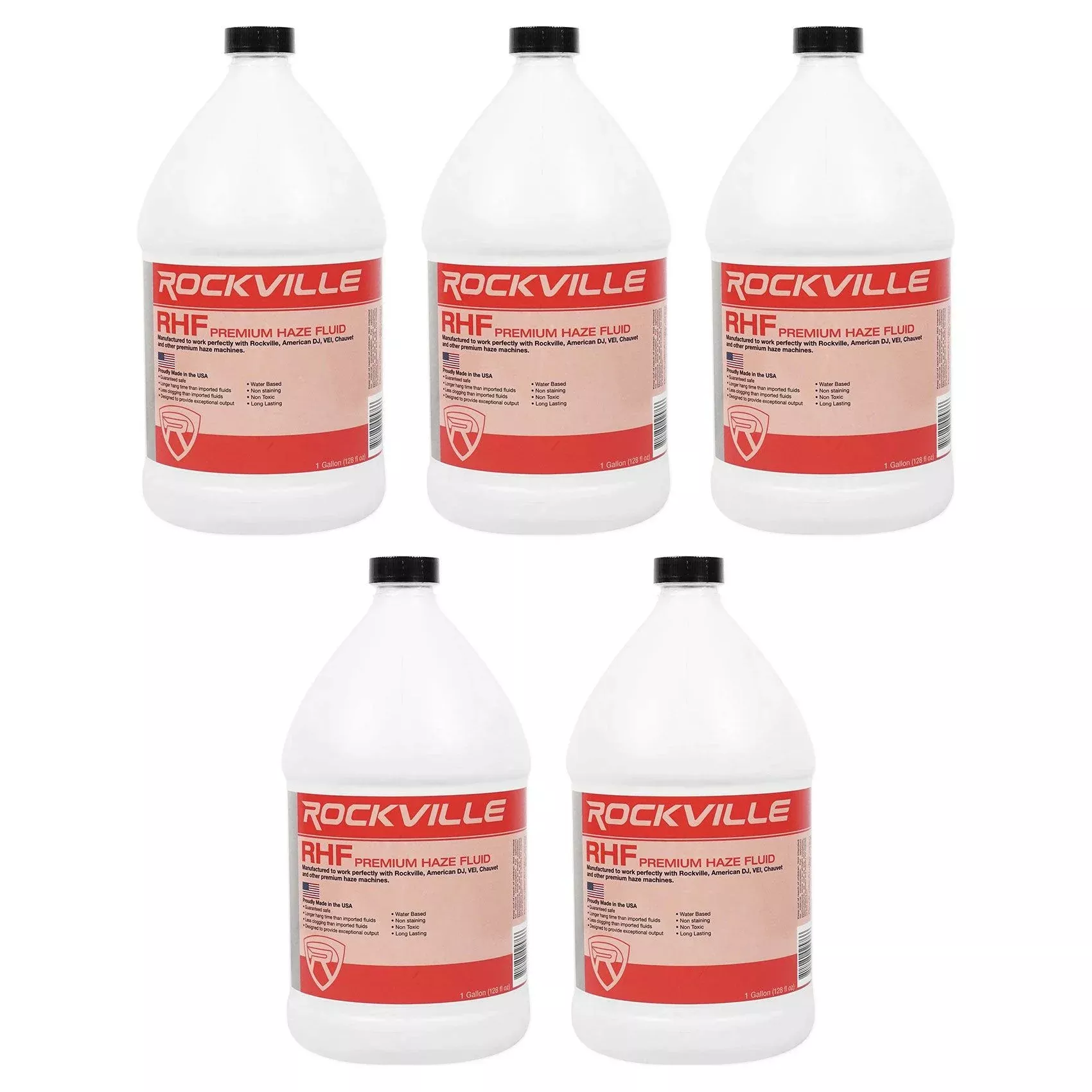 (5) Gallons Rockville RHF Water-Based Haze Machine Fluid Juice No-Clog