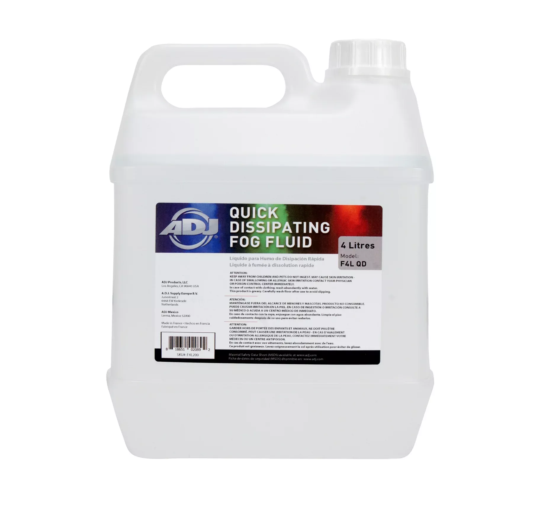 ADJ F4L QD 4 Liters Fog Fluid For ADJ Volcano+Fog Fury Jett+Fog Fury Jett Pro