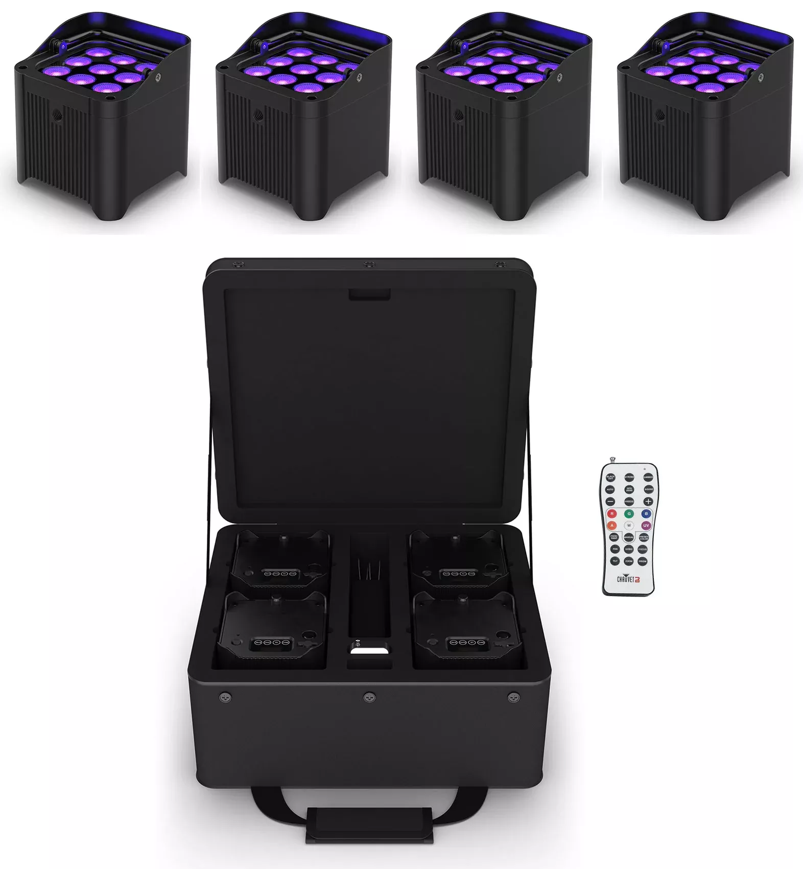Chauvet DJ Freedom Par H9 IP X4 (4) Wireless DMX Battery Wash Lights+Bag+Remote