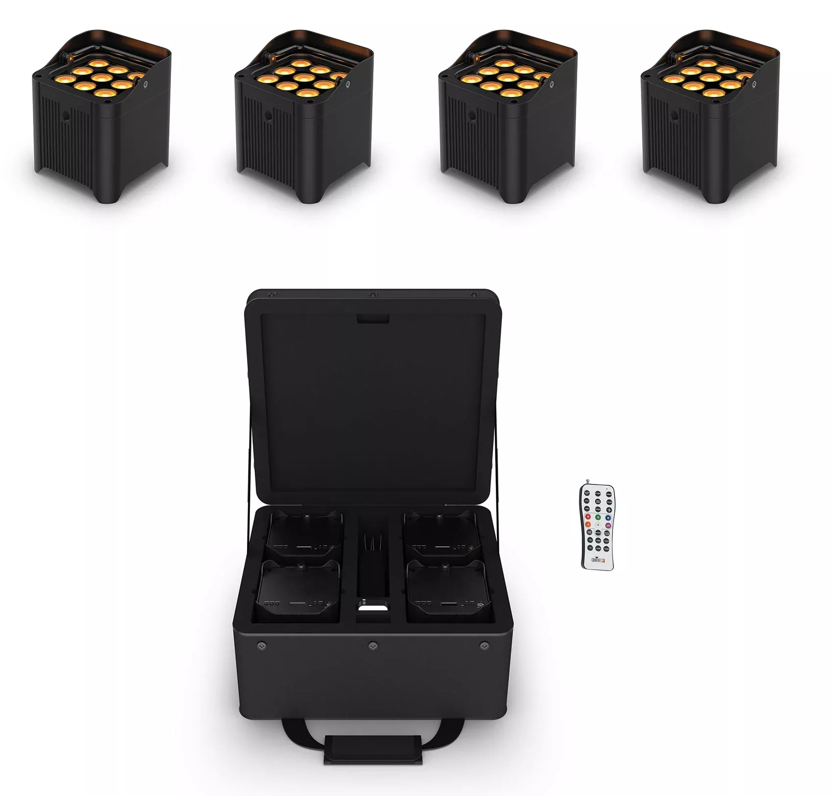 Chauvet DJ Freedom Par Q9 X4 (4) Wireless DMX Battery Wash Up-lights+Bag+Remote