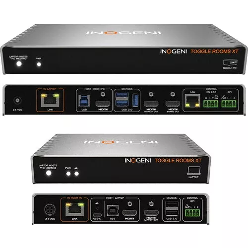 INOGENI Toggle Rooms 3-Host USB/HDMI Switcher with Laptop Hub Extension