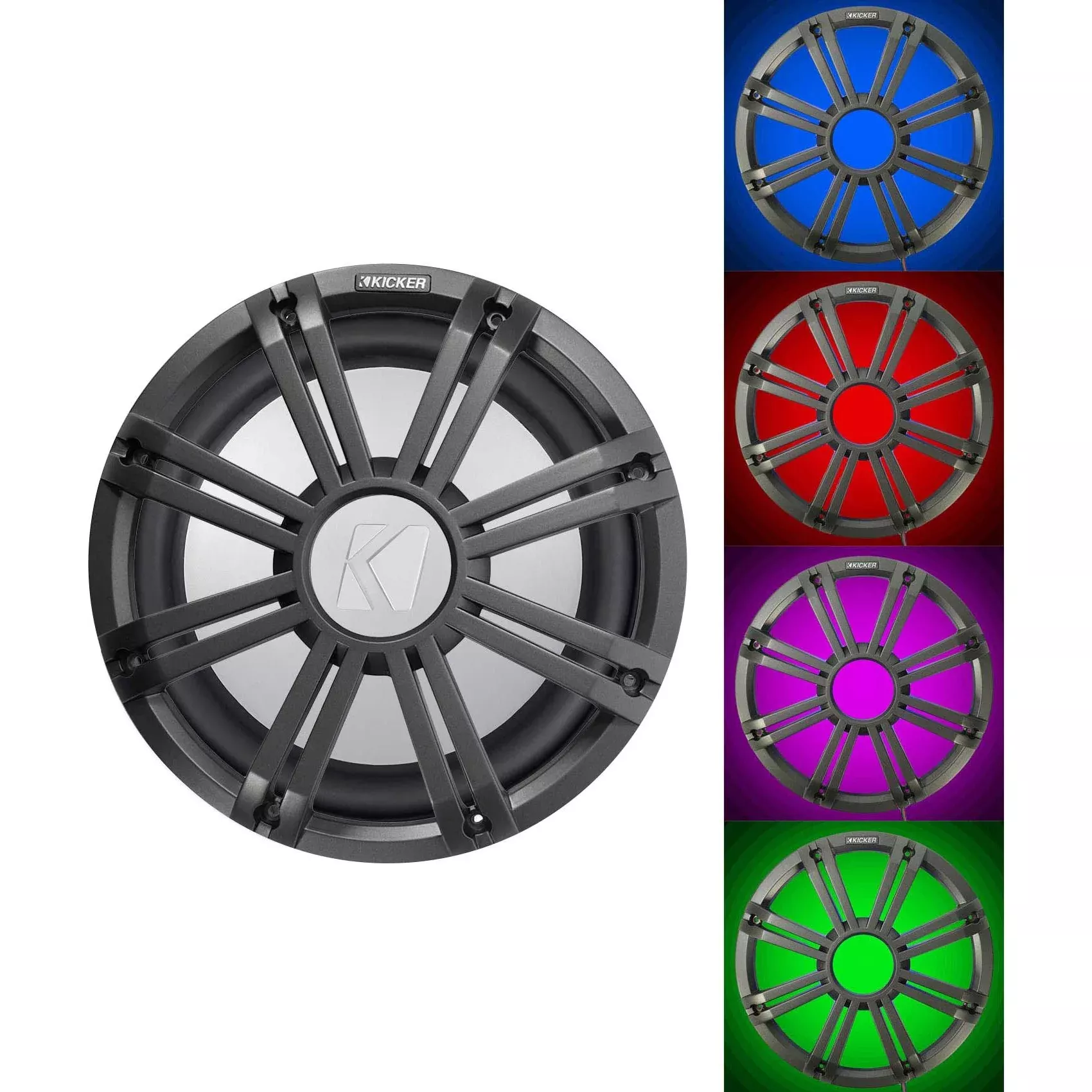KICKER 45KM122 12" 350w Marine Boat Subwoofer w/LED Grill SVC 2-ohm Sub KM12