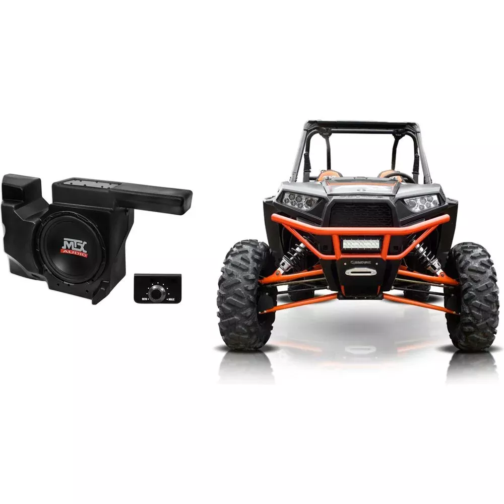 MTX RZRXP-10 Powered 10" 500w Under Dash Subwoofer+Enclosure for Polaris RZR/UTV