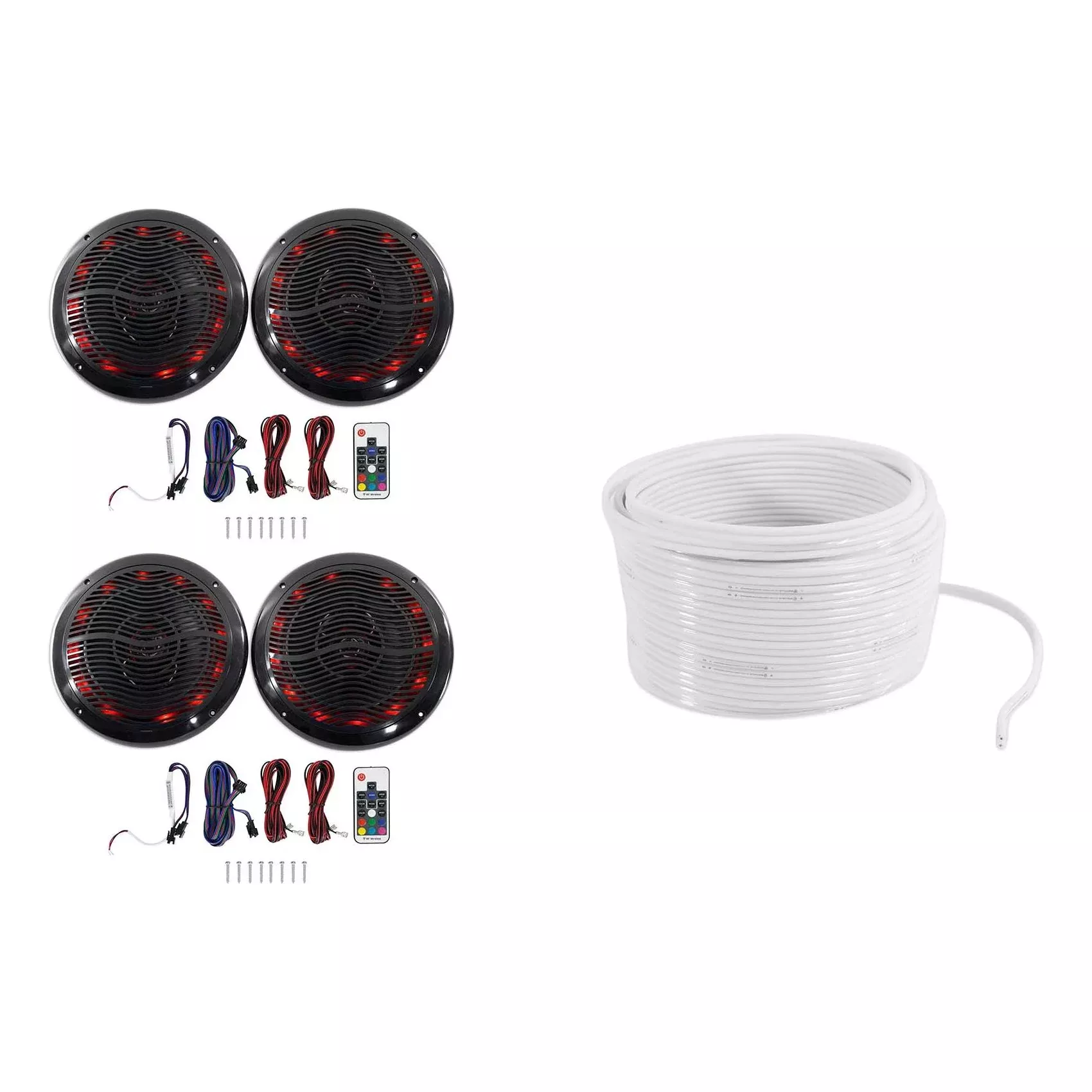Pair Rockville 6.5" 600w Speakers for ATV/UTV/RZR/CART+ Multi Color LED+Remote