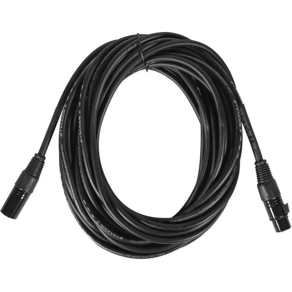 Rockville RCXFM30E-B 30 Foot Female to Male XLR Mic Cable Black 100% Copper