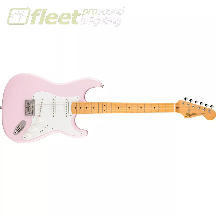 Squier Classic Vibe 50s Stratocaster Electric Guitar HT Maple Parchment Pickguard in Shell Pink - 0374008556