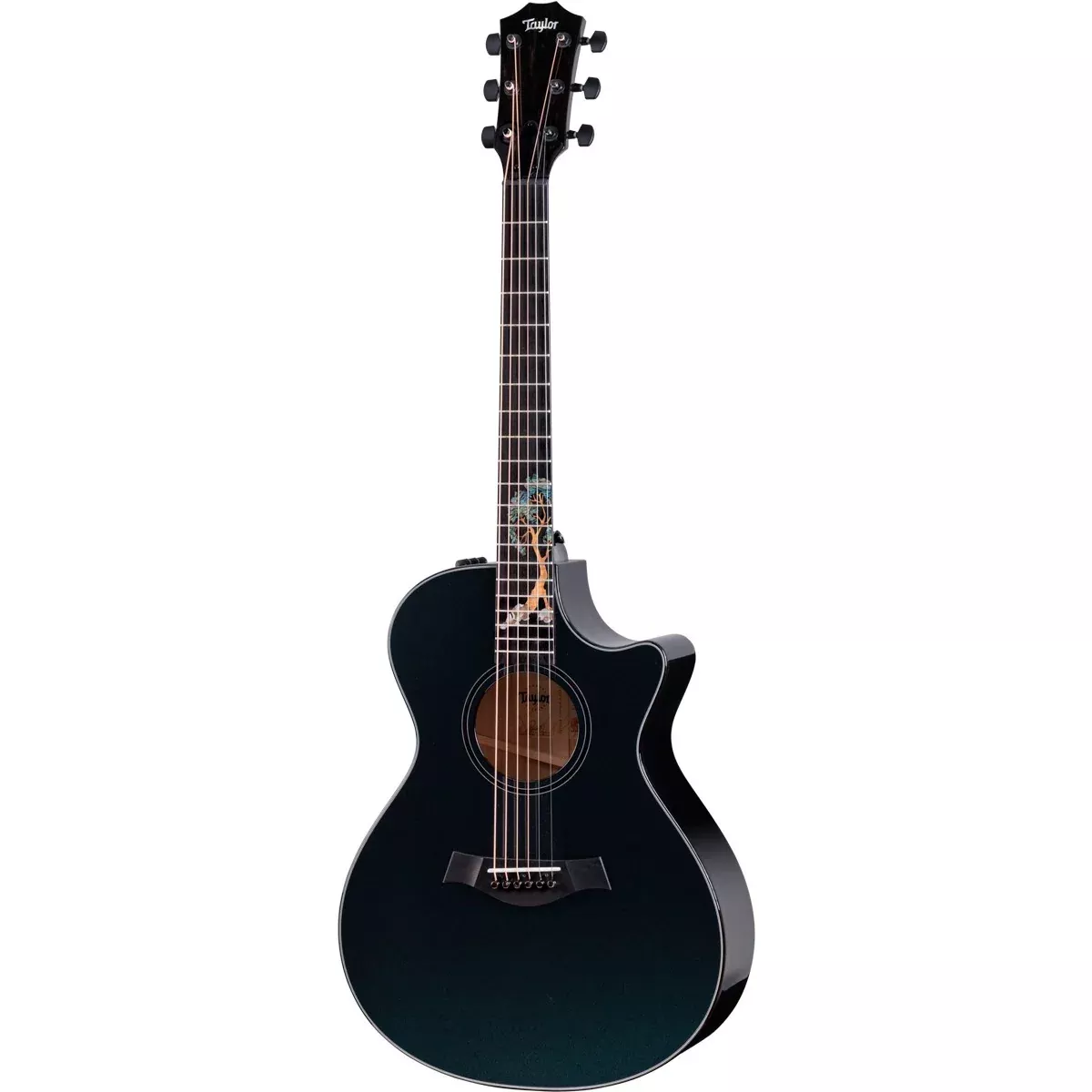 Taylor Custom #48 C22ce Shamel Ash/Shamel Ash Grand Concert Acoustic Electric Guitar - Dark Turquoise Metallic