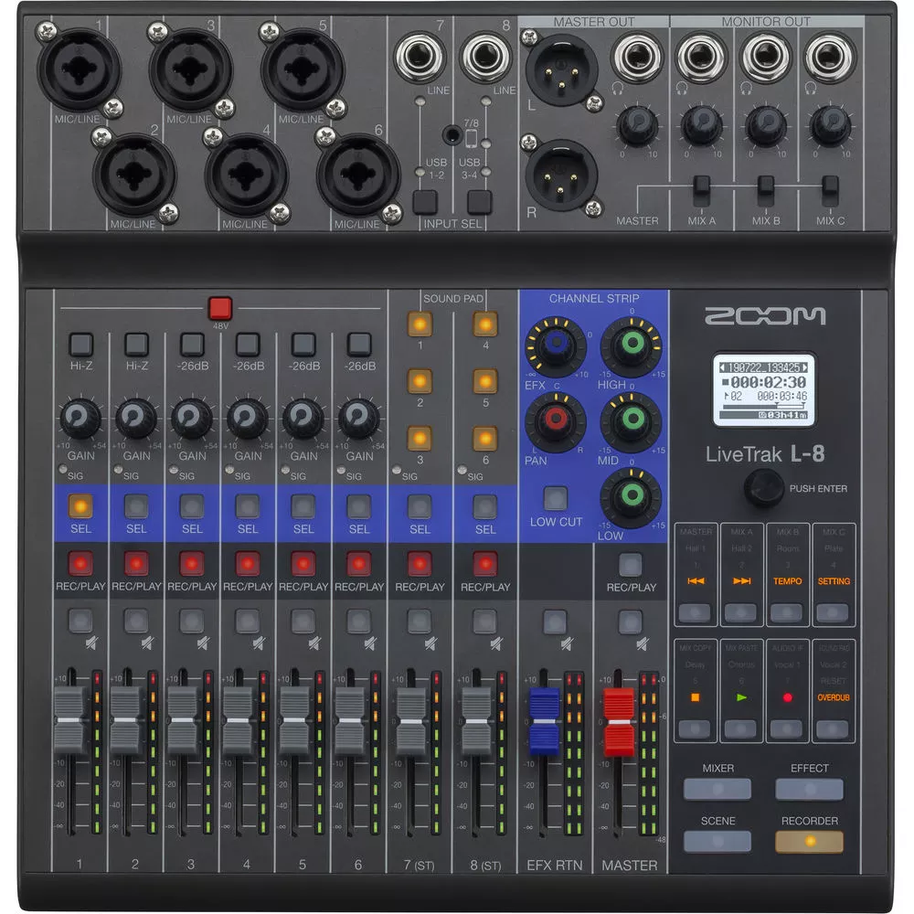 Zoom LiveTrak L-8 Podcasting Console